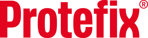 Логотип компании Protefix, выполненный в красном цвете на белом фоне. Название размещено в верхнем регистре и имеет современный шрифт, что подчеркивает стиль бренда.